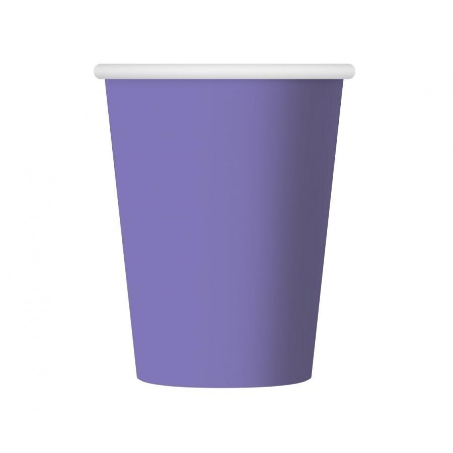 Puodeliai popieriniai vienspalviai, violetinės levandų (6vnt./250 ml) Puodeliai popieriniai vienspalviai, violetinės levandų (6vnt./250 ml)