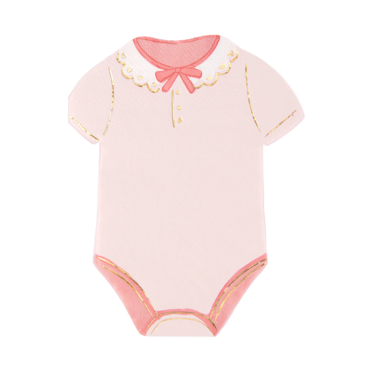 Rožinės servetėlės „Baby Bodysuit“ Baby Shower ir lyties atskleidimo šventei (10 vnt.)