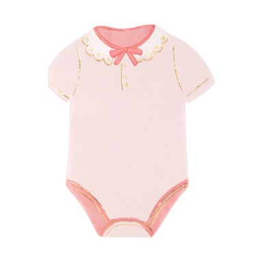 Rožinės servetėlės „Baby Bodysuit“ Baby Shower ir lyties atskleidimo šventei (10 vnt.) Rožinės servetėlės „Baby Bodysuit“ Baby Shower ir lyties atskleidimo šventei (10 vnt.)