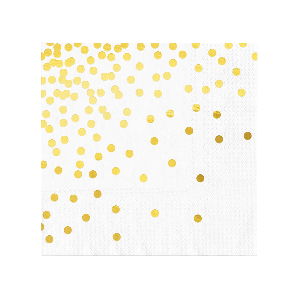 Baltos servetėlės su aukso taškeliais 33 x 33 cm (10 vnt.) – elegantiškos šventinės servetėlės Baltos servetėlės su aukso taškeliais 33 x 33 cm (10 vnt.) – elegantiškos šventinės servetėlės