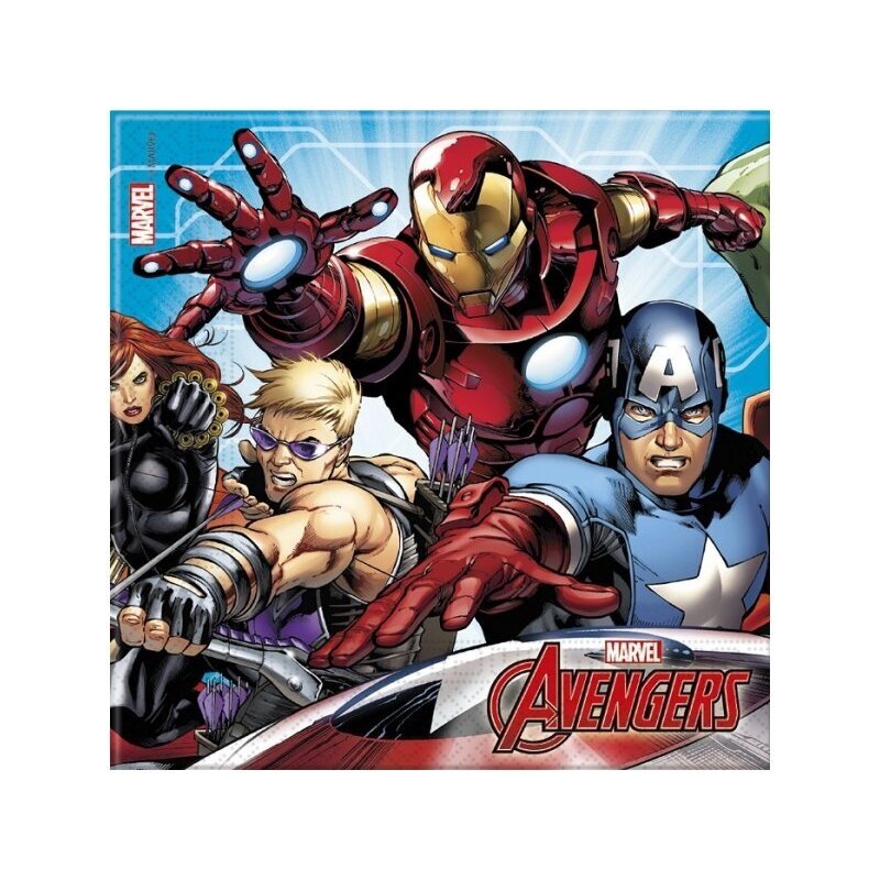 Салфетки «Mighty Avengers» – столовый декор в стиле Мстителей (20 шт., 33 × 33 см)