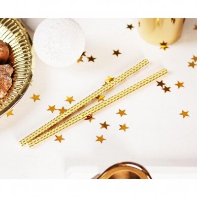 Drinking paper straws, gold chevron, 6x197 mm / 12 pcs 1 Drinking paper straws, gold chevron, 6x197 mm / 12 pcs 1