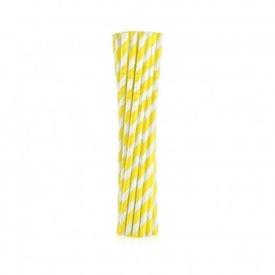 Flexible paper drinking straws, yellow stripes, 6x200mm / 12 pcs Flexible paper drinking straws, yellow stripes, 6x200mm / 12 pcs