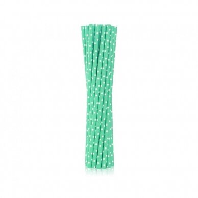 Drinking paper straws, green in white dots, 6x197 mm / 12 pcs Drinking paper straws, green in white dots, 6x197 mm / 12 pcs