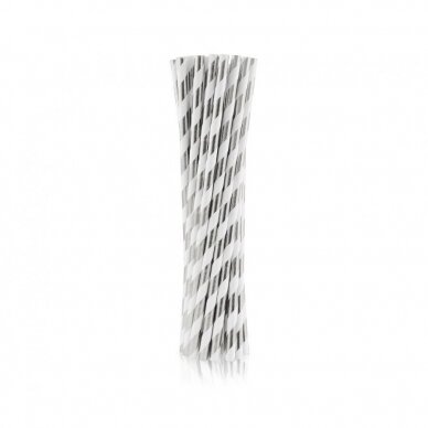 Paper drinking straws, silver stripes, 6x197mm / 24 pcs Paper drinking straws, silver stripes, 6x197mm / 24 pcs