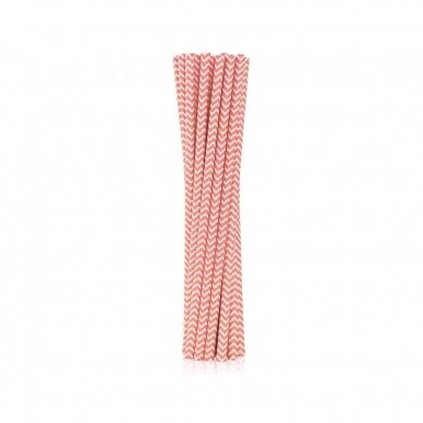 Drinking paper straws, light pink chevron, 6x197 mm / 12 pcs Drinking paper straws, light pink chevron, 6x197 mm / 12 pcs