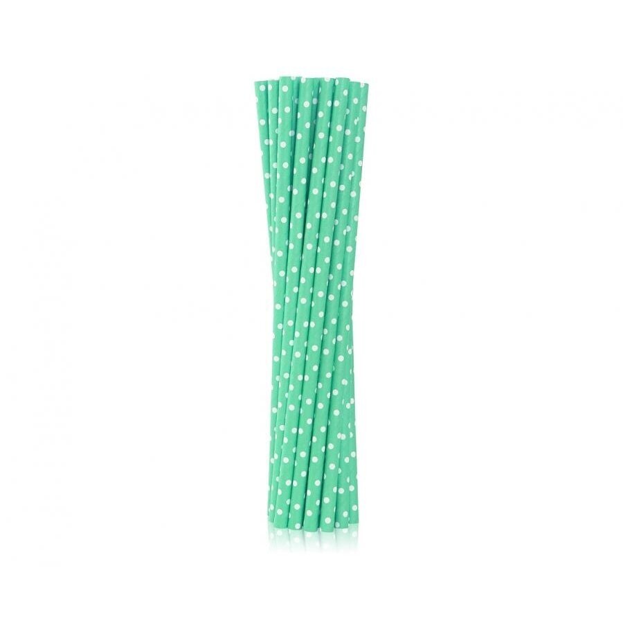 Drinking paper straws, green in white dots, 6x197 mm / 12 pcs Drinking paper straws, green in white dots, 6x197 mm / 12 pcs