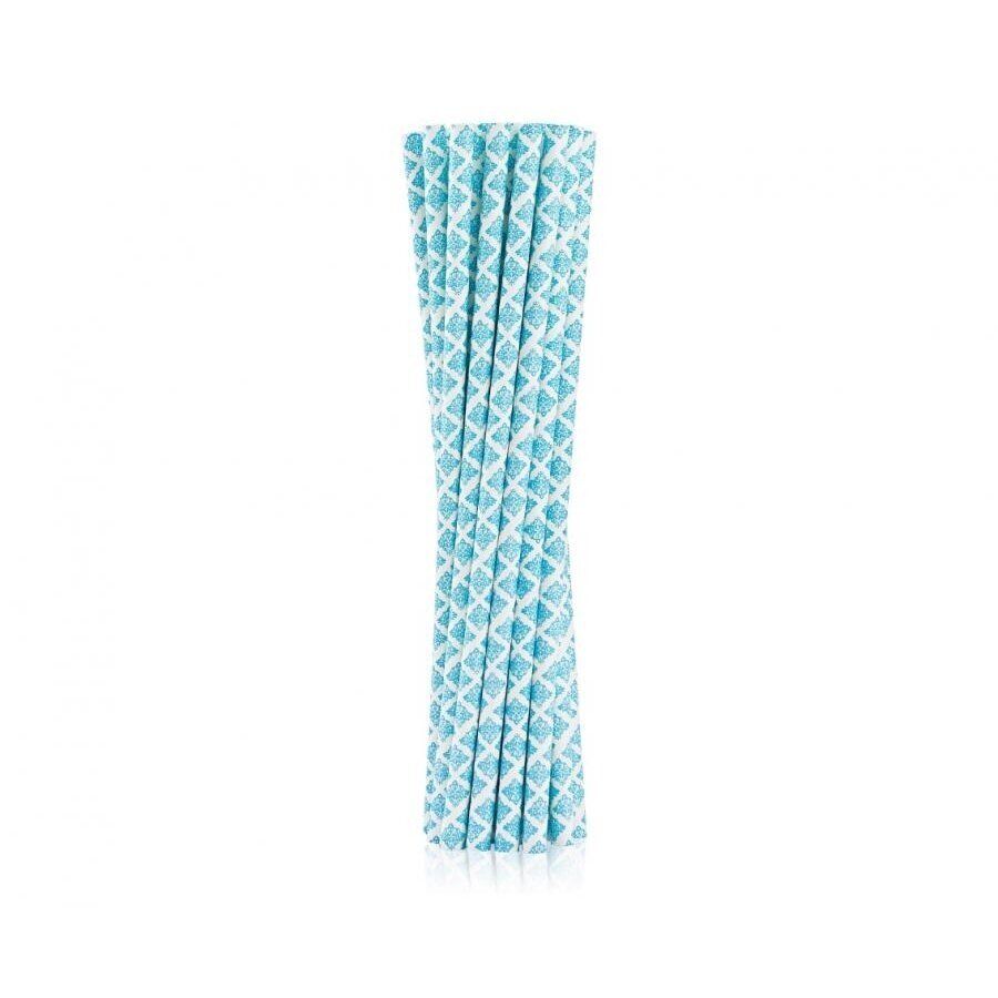 Drinking paper straws, blue lace, 6x197 mm / 12 pcs Drinking paper straws, blue lace, 6x197 mm / 12 pcs