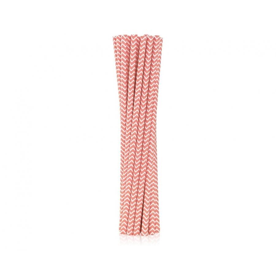 Drinking paper straws, light pink chevron, 6x197 mm / 12 pcs Drinking paper straws, light pink chevron, 6x197 mm / 12 pcs