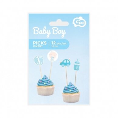 Smeigtukai užkandžių dekoracija "Baby shower/Baby Boy" (12 vnt./10 cm) 1