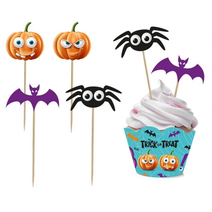 Boo picks and cake wrappers set, 6 + 6 pcs Boo picks and cake wrappers set, 6 + 6 pcs