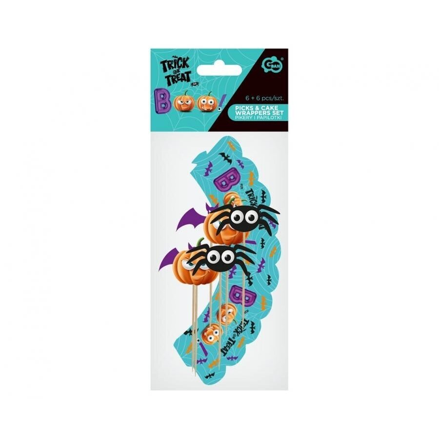 Boo picks and cake wrappers set, 6 + 6 pcs 1 Boo picks and cake wrappers set, 6 + 6 pcs 1