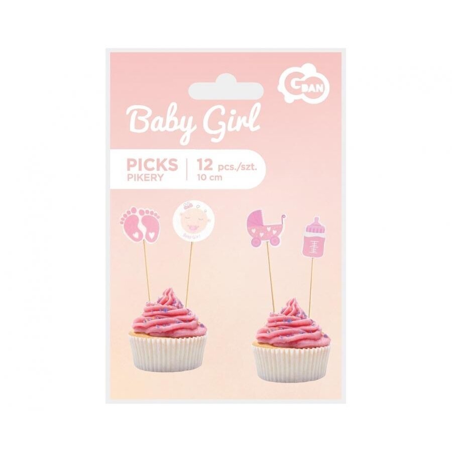 Smeigtukai užkandžių dekoracija "Baby shower/Baby Girl" (12 vnt./10 cm) 1 Smeigtukai užkandžių dekoracija "Baby shower/Baby Girl" (12 vnt./10 cm) 1