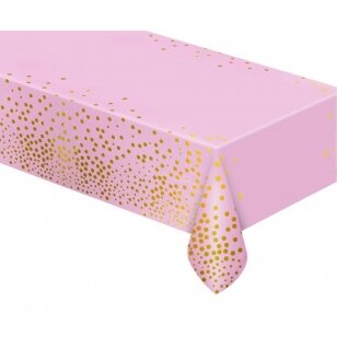 Staltiesė, rausva rožinė auksiniais taškeliais (137x183cm)