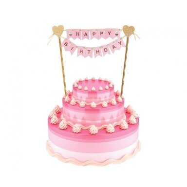 Украшение торта с надписью "Happy birthday", нежно-розовое Украшение торта с надписью "Happy birthday", нежно-розовое