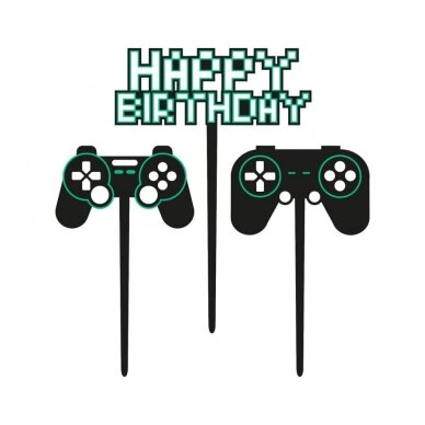 “Happy Birthday” Cake Topper 10 x 14 cm – Gaming and Minecraft Theme Cake Decoration 1 “Happy Birthday” Cake Topper 10 x 14 cm – Gaming and Minecraft Theme Cake Decoration 1