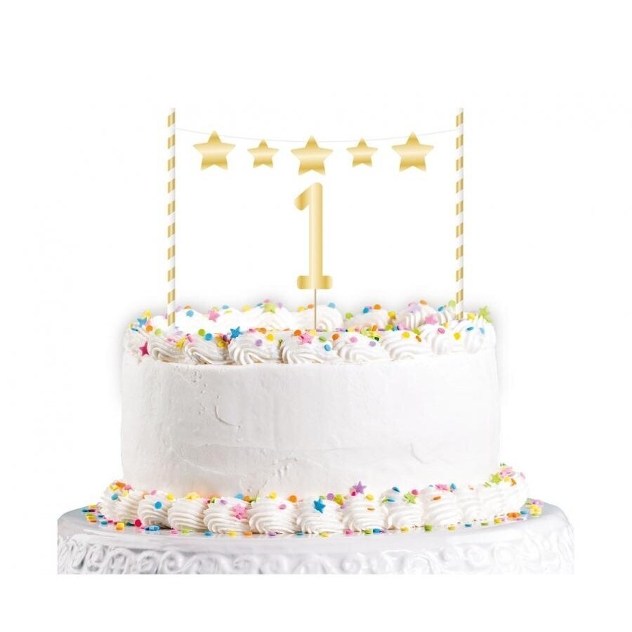 Cake decoration 1st Birthday Topper, gold, 19 cm