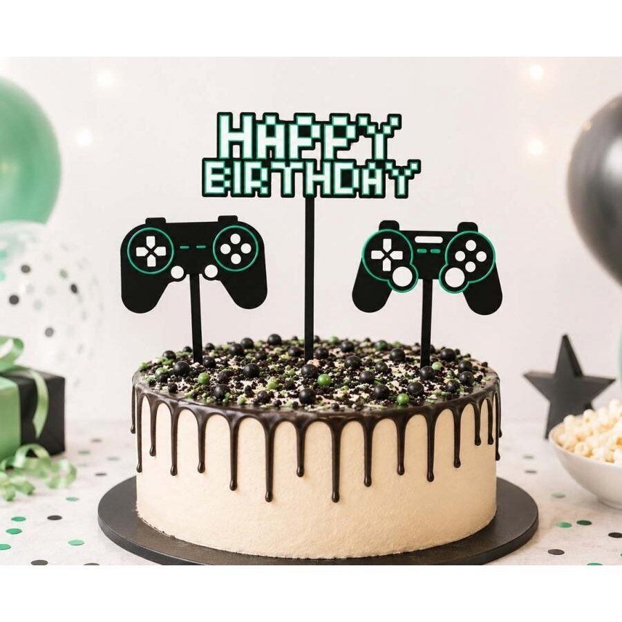 “Happy Birthday” Cake Topper 10 x 14 cm – Gaming and Minecraft Theme Cake Decoration “Happy Birthday” Cake Topper 10 x 14 cm – Gaming and Minecraft Theme Cake Decoration