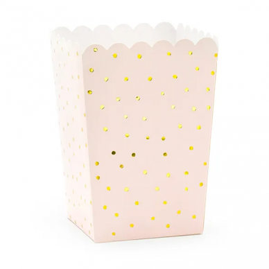 Коробочки для попкорна Dots, светло-розовые, 7x7x12.5см Коробочки для попкорна Dots, светло-розовые, 7x7x12.5см