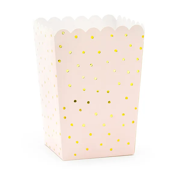 Коробочки для попкорна Dots, светло-розовые, 7x7x12.5см