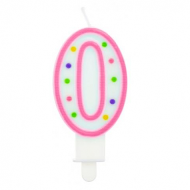 Pink Polka Dot Cake Candle Number 0 Pink Polka Dot Cake Candle Number 0
