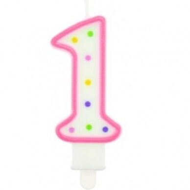 Pink Polka Dot Cake Candle Number 1 Pink Polka Dot Cake Candle Number 1