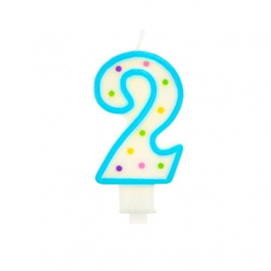Light Blue Polka Dot Cake Candle Number 2 Light Blue Polka Dot Cake Candle Number 2
