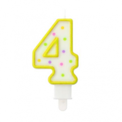 Yellow Polka Dot Cake Candle Number 4 Yellow Polka Dot Cake Candle Number 4