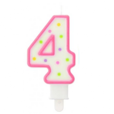 Pink Polka Dot Cake Candle Number 4 Pink Polka Dot Cake Candle Number 4