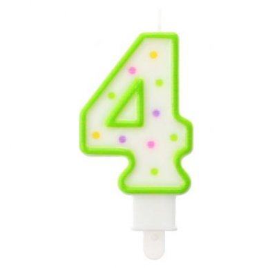 Green Polka Dot Cake Candle Number 4 Green Polka Dot Cake Candle Number 4