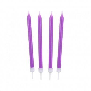 Žvakutės tortui, violetines levandų (10 vnt. / 8.6 cm.) Žvakutės tortui, violetines levandų (10 vnt. / 8.6 cm.)