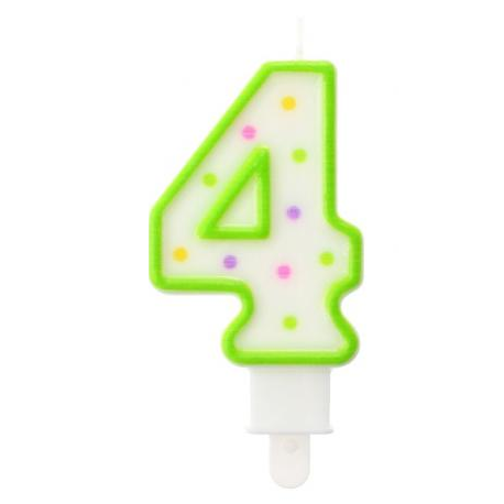 Green Polka Dot Cake Candle Number 4 Green Polka Dot Cake Candle Number 4
