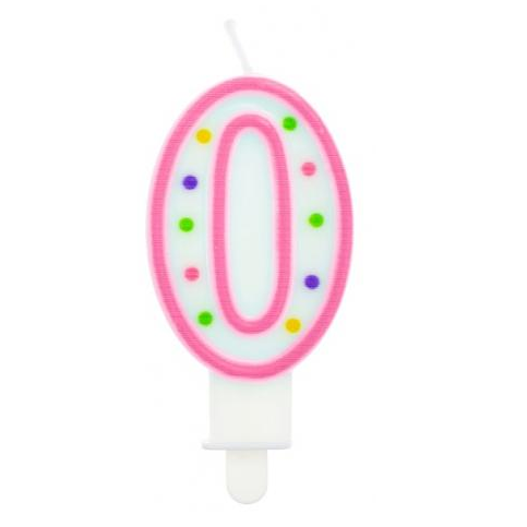 Pink Polka Dot Cake Candle Number 0 Pink Polka Dot Cake Candle Number 0
