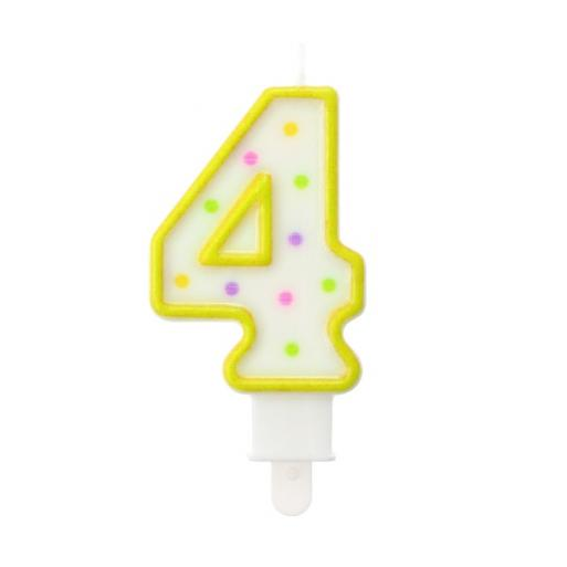 Yellow Polka Dot Cake Candle Number 4