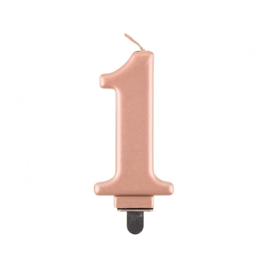 Birthday candle digit 1, metallic rosegold, 8.0 cm Birthday candle digit 1, metallic rosegold, 8.0 cm