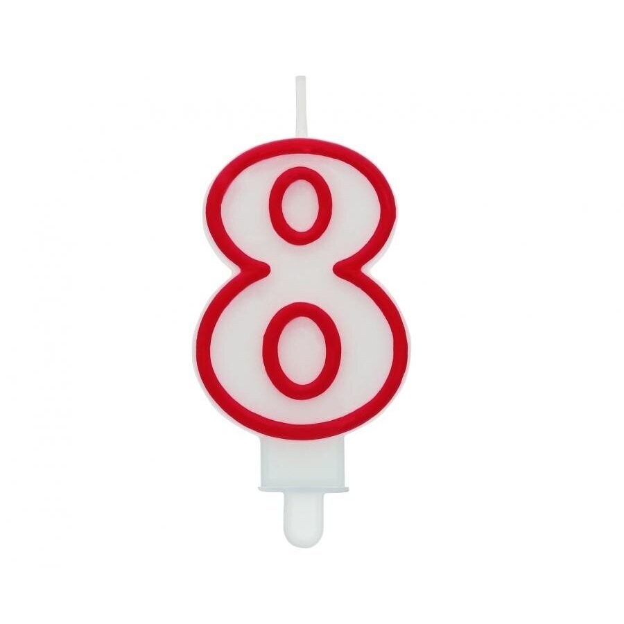 Digit candle "8", red outline, 7 cm Digit candle "8", red outline, 7 cm